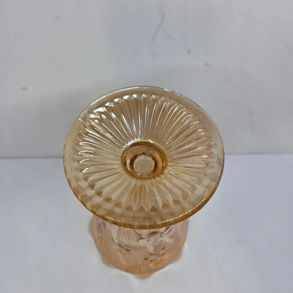 Jeanette Glass Co. Vintage Amber Iris And Herringbone 9